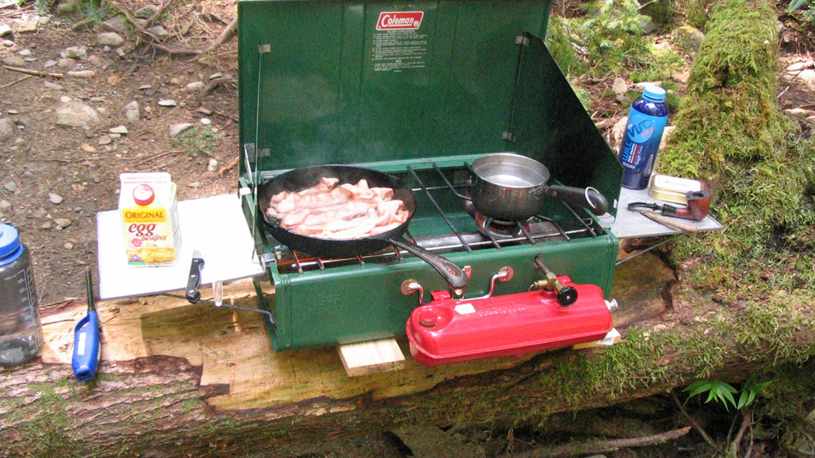 Two-burner stove provides controlled heat for frontcountry meals