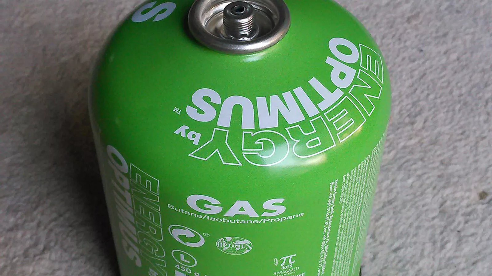 Camping-gas canister that should be counted by fuel mass, not appearance