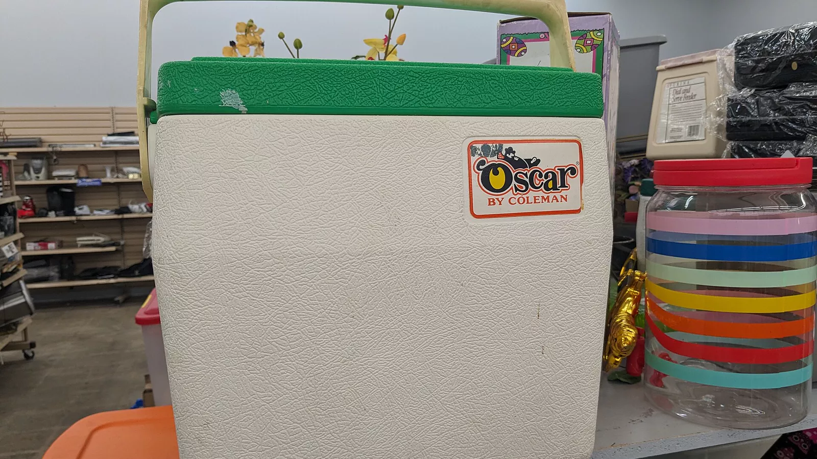 Hard-sided cooler ready to be organized for camping