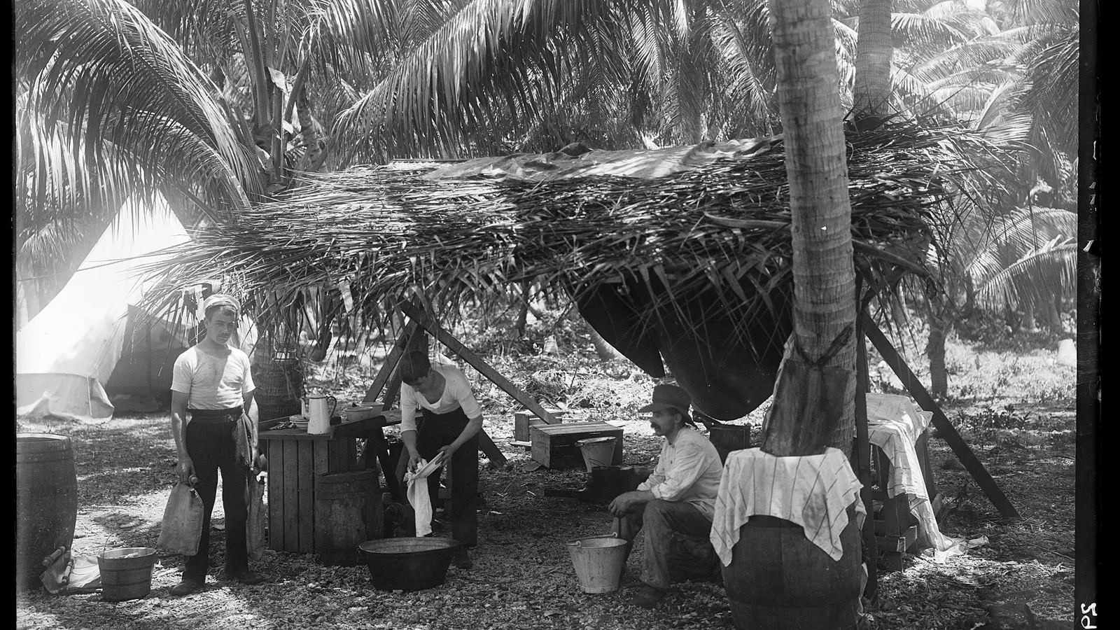 Historic expedition camp kitchen demonstrating separated work areas