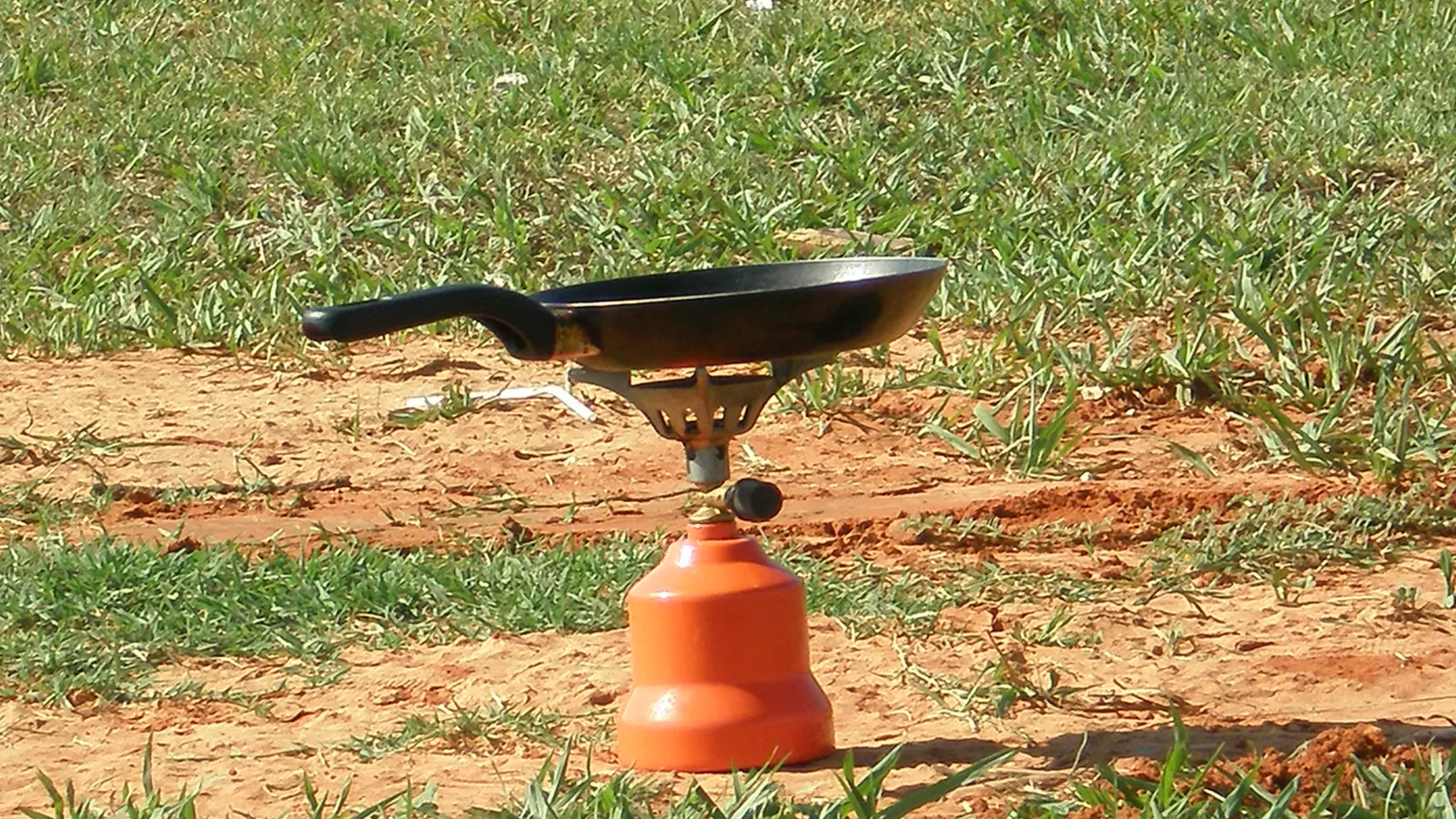 Portable gas stove illustrating a compact outdoor cooking setup