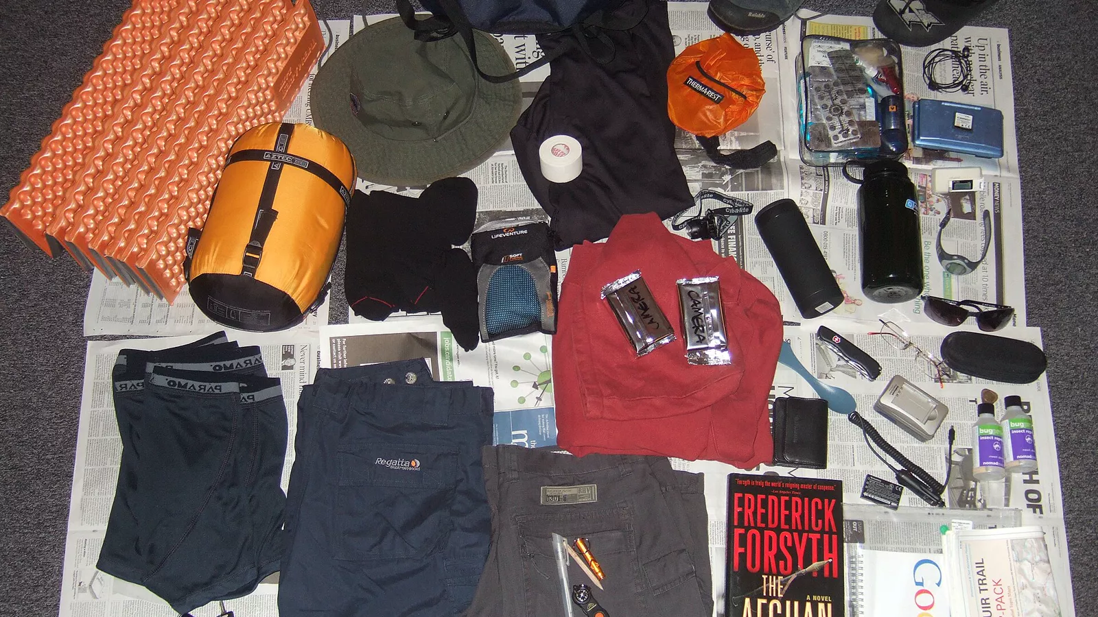 Sleeping pad, sleeping bag, and backpacking equipment form one system
